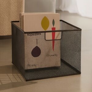 Black Mesh Crate File Organizer Box